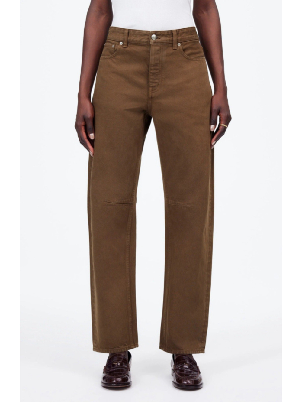 Madewell The Darted Barrel Wide Leg Jeans Womens 31 Driftwood Brown Boho Cotton